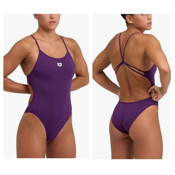 ARENA Women's Solid Team MaxLife Sports Swimsuit Lace Back One Piece - Picture 1 of 8